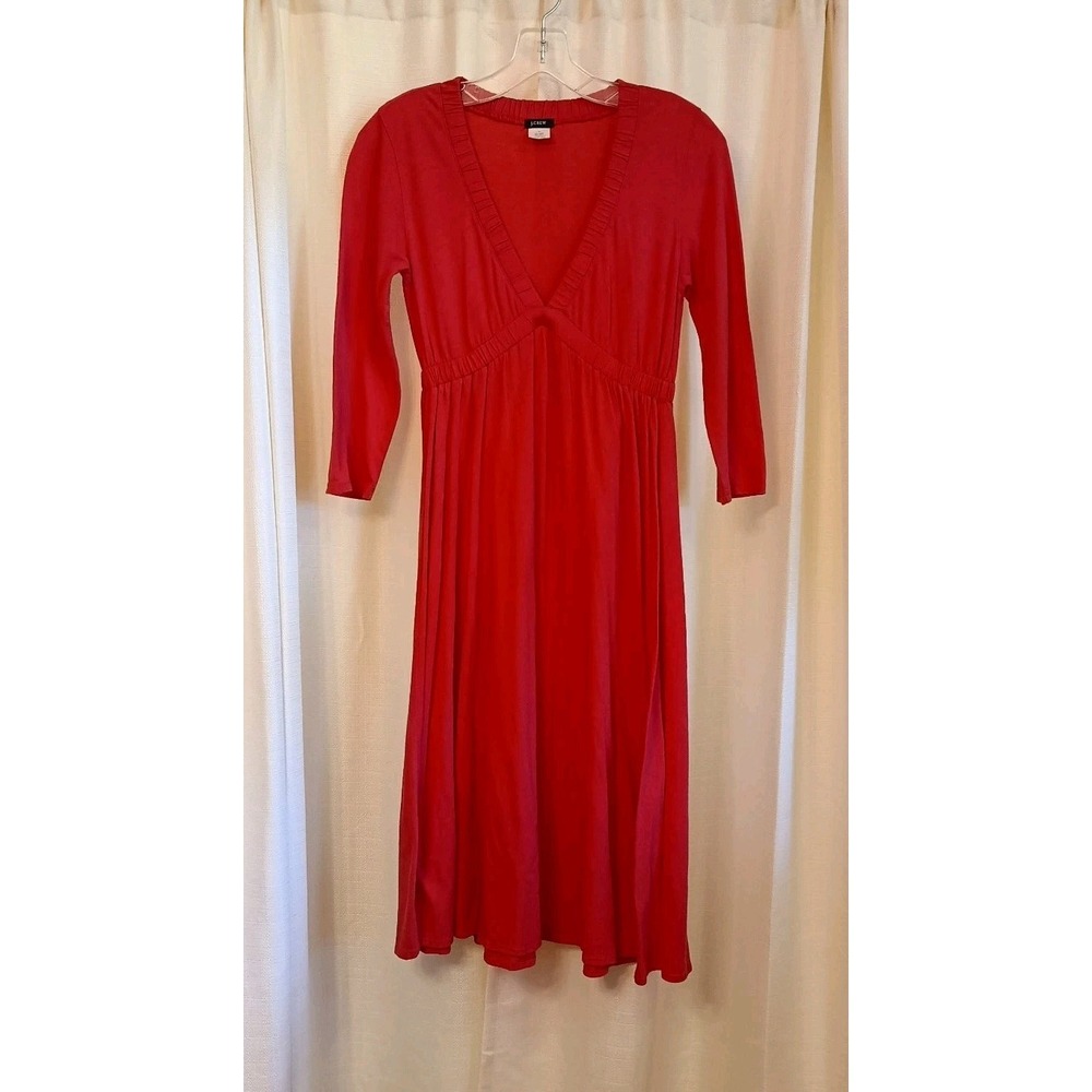 J. Crew Dress Women's S Pink V Neck‎ 3/4 Sleeve Midi Easter Spring Casual